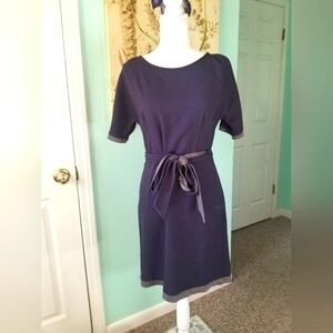 Tie waist navy dress